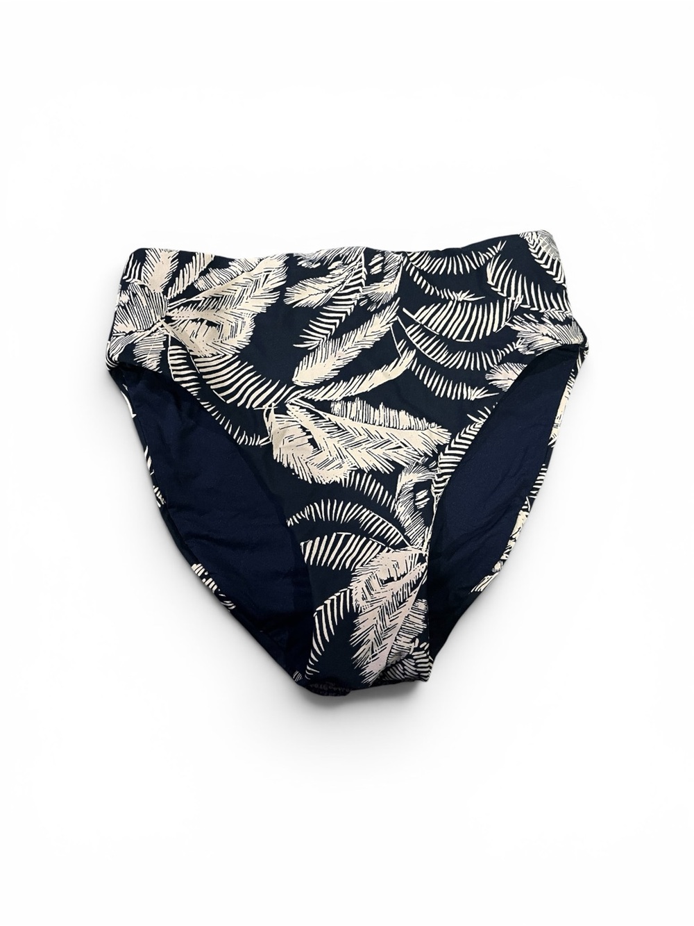 Robin Piccone Navy Blue and Cream Palm Print Bikini Bottom